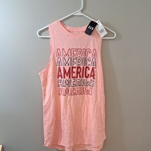 Pink Sleeveless Muscle Tee with Graphic Design